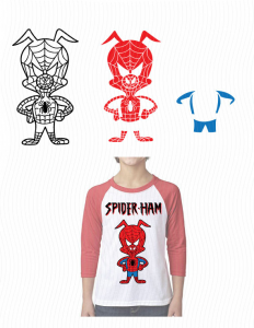 Spider ham SVG Superhero Marvel Comic Character Spiderham Shirt svg, Spiderman costume svg Kids Boys Spiderham Cutfiles Vector Clipart eps