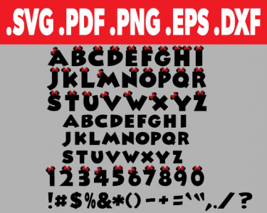 Disney Alphabet SVG Disney Font Svg Minnie Mouse Font Svg Minnie Mouse Bow Svg Minnie Mouse Head Letters Numbers Cut File Cricut Silhouette