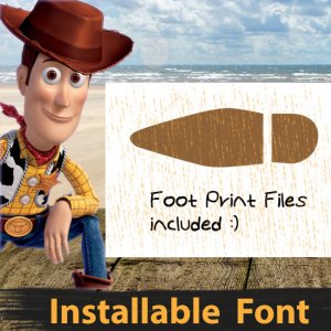 Toy Story Andy Font ttf otf Files Alphabet Letters Number True Type Font to Install Compatible PC and Mac Instant Download Woody Foot Print