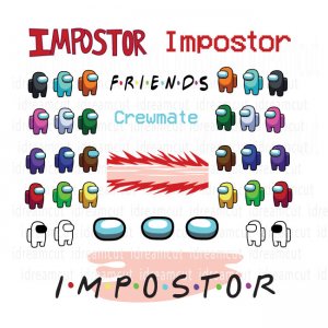 Among Us SVG Impostor Friends Characters Images Red Astronaut SVG PNG PDF DXF Files