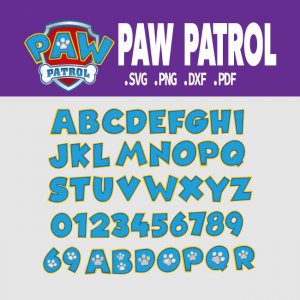 Paw Patrol Font SVG Badge Alphabet Number
