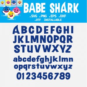 Baby Shark Font SVG PNG PDF DXF Installable OTF file Alphabet Number