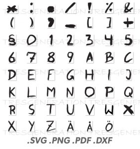 Brush Hand Written Font SVG Alphabet Number SVG PNG PDF DXF