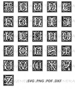 Flower Leaf Alphabet Letter Font Svg Png Pdf Dxf